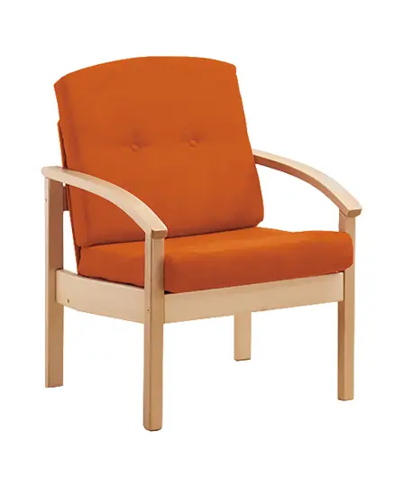 RO - 01 křeslo čalouněné koženkou Oto, dřevěné OTO P 2 - koženka cihlová